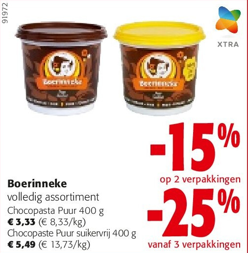 Boerinneke Chocopasta Puur 400 g