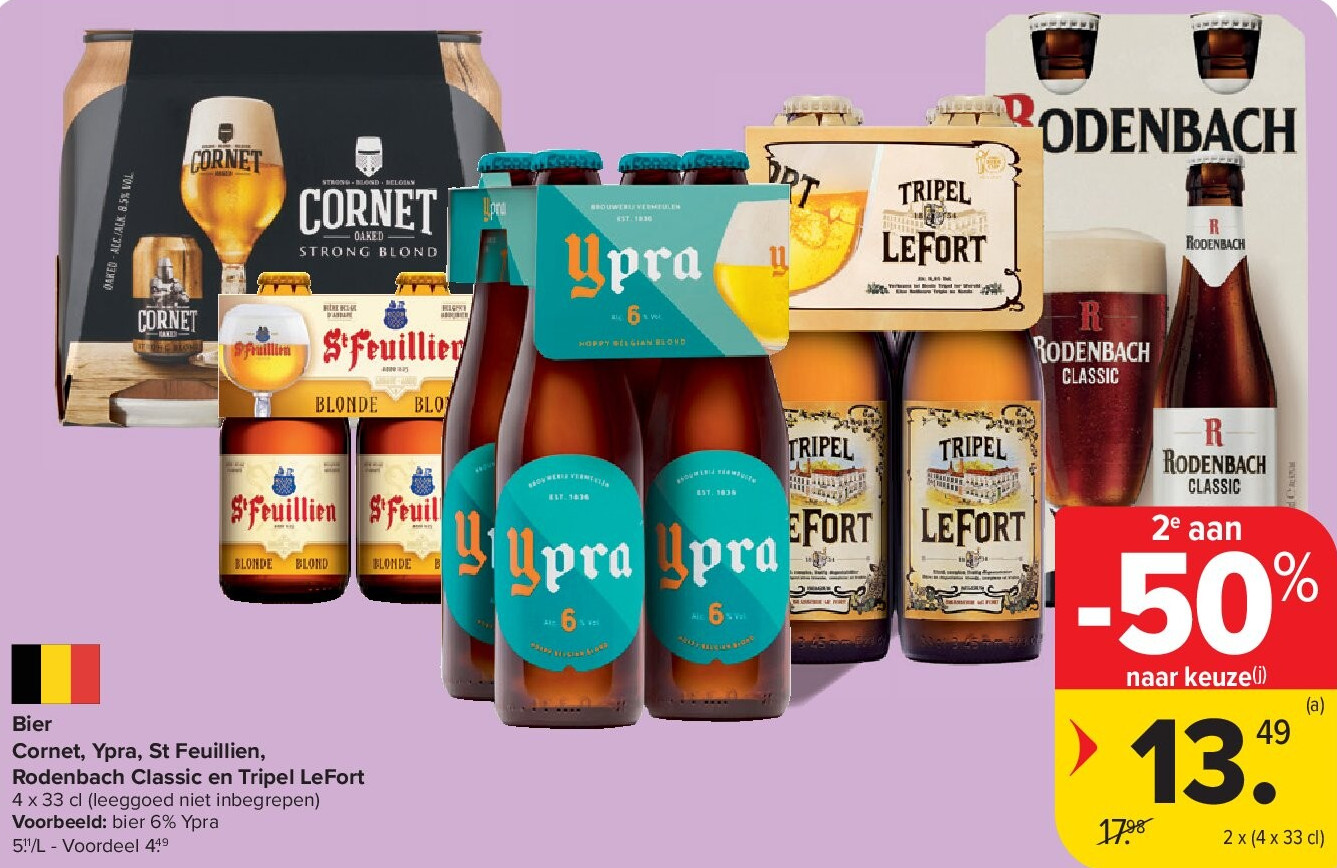Bier Cornet, Ypra, St Feuillien, Rodenbach Classic en Tripel LeFort