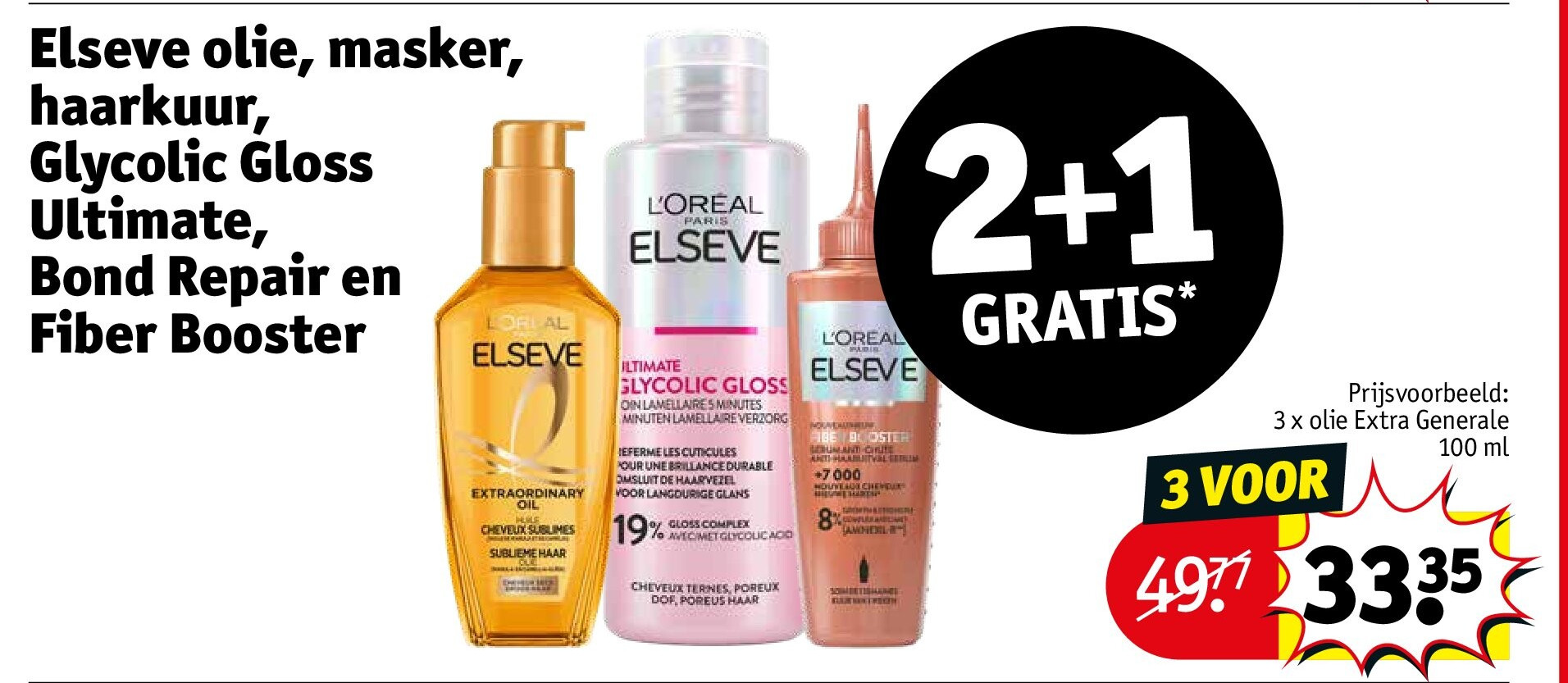 Elseve olie, masker, haarkuur, Glycolic Gloss Ultimate, Bond Repair en Fiber Booster