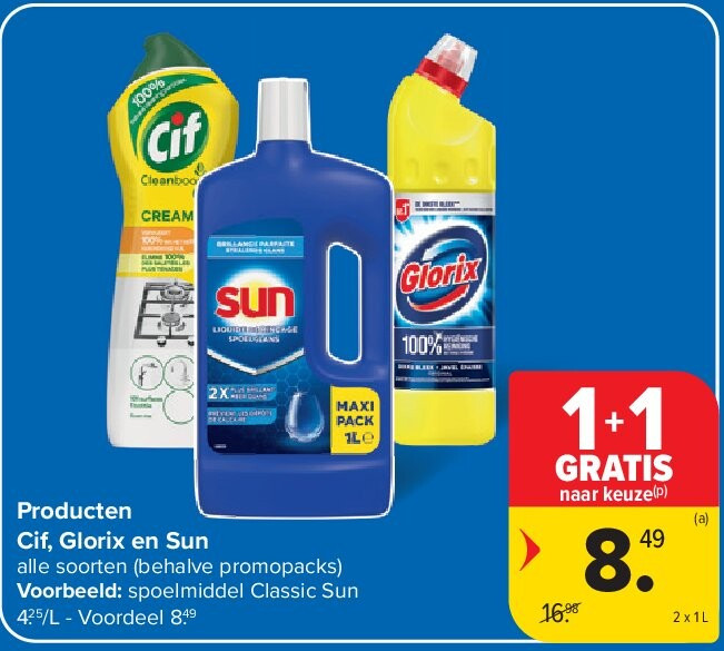 Producten Cif, Glorix en Sun