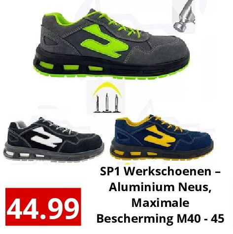 SP1 Werkschoenen – Aluminium Neus, Maximale Bescherming M40 - 45
