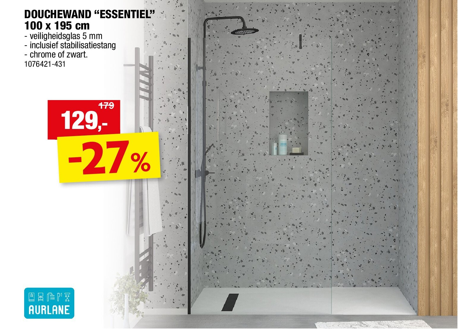 DOUCHEWAND “ESSENTIEL” 100 x 195 cm