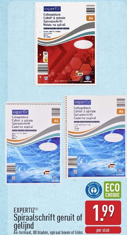 Spiraalschrift geruit of gelijnd