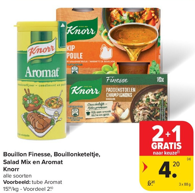 Bouillon Finesse, Bouillonketeltje, Salad Mix en Aromat Knorr