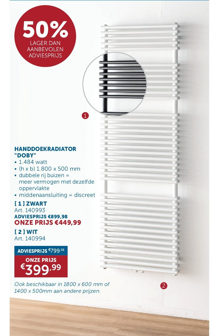 HANDDOEK RADIATOR "DOBY" WIT