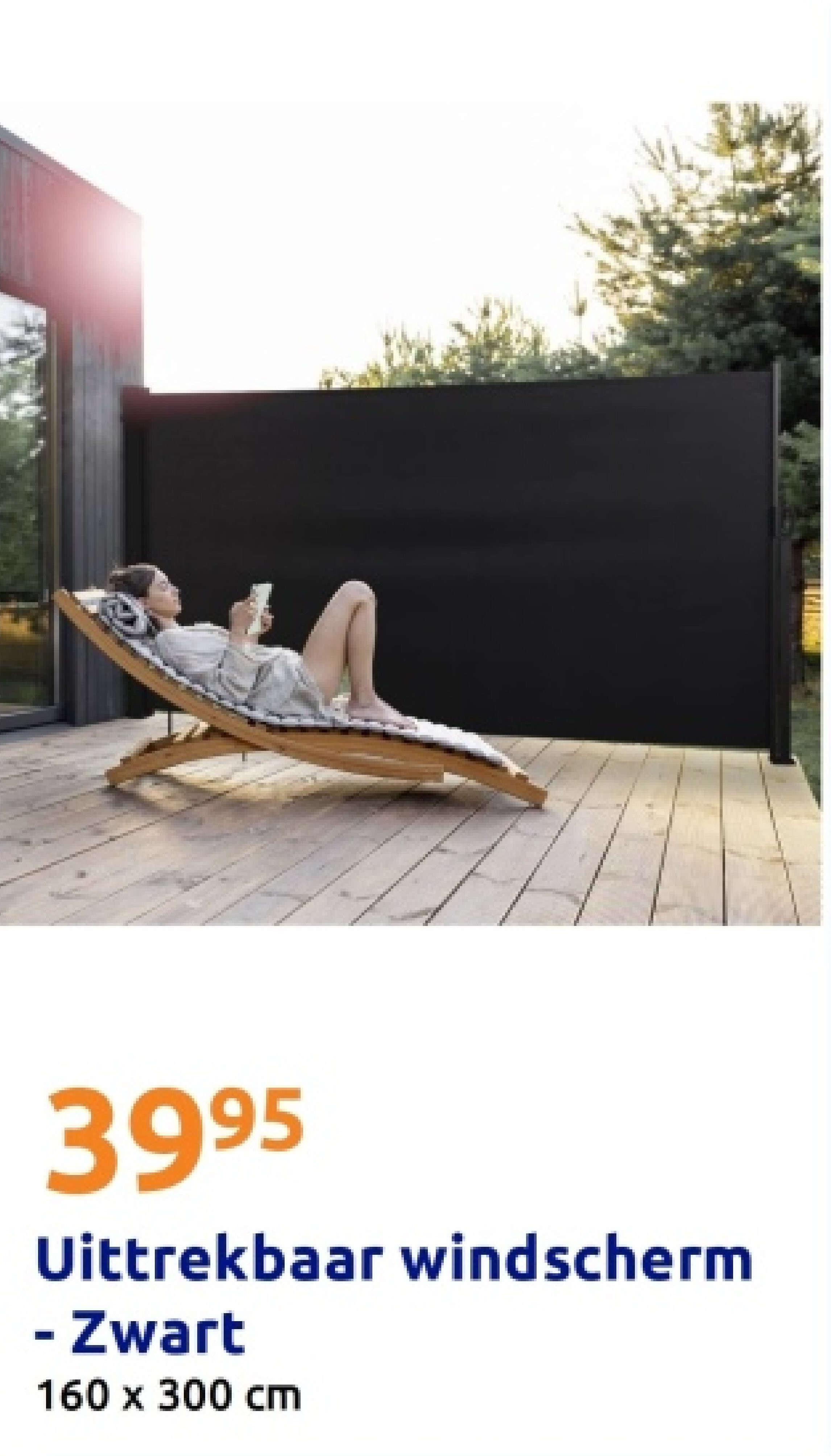 Uittrekbaar windscherm - Zwart
