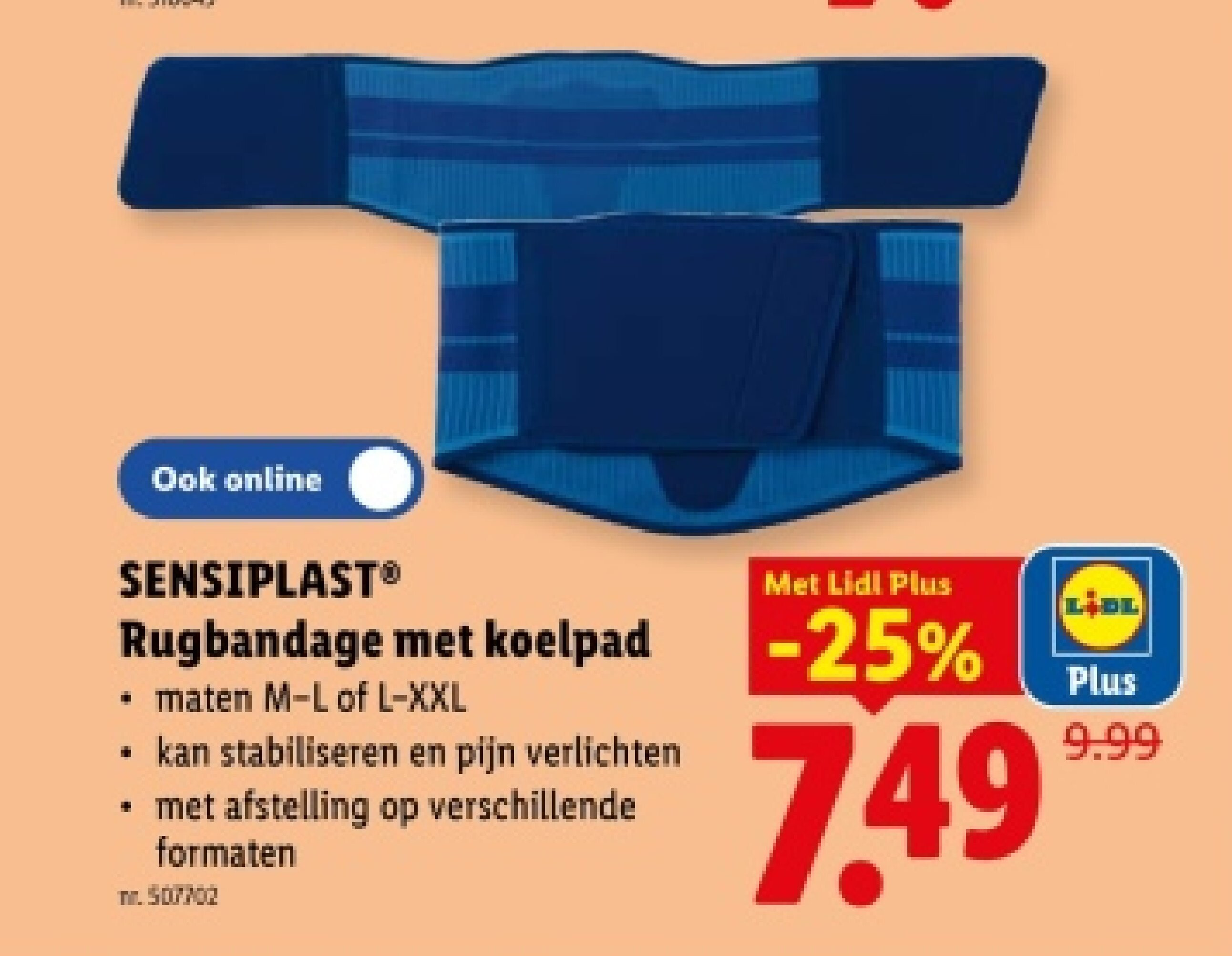 Rugbandage met koelpad