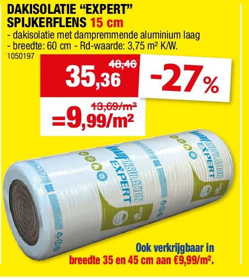DAKISOLATIE “EXPERT” SPIJKERFLENS 15 cm