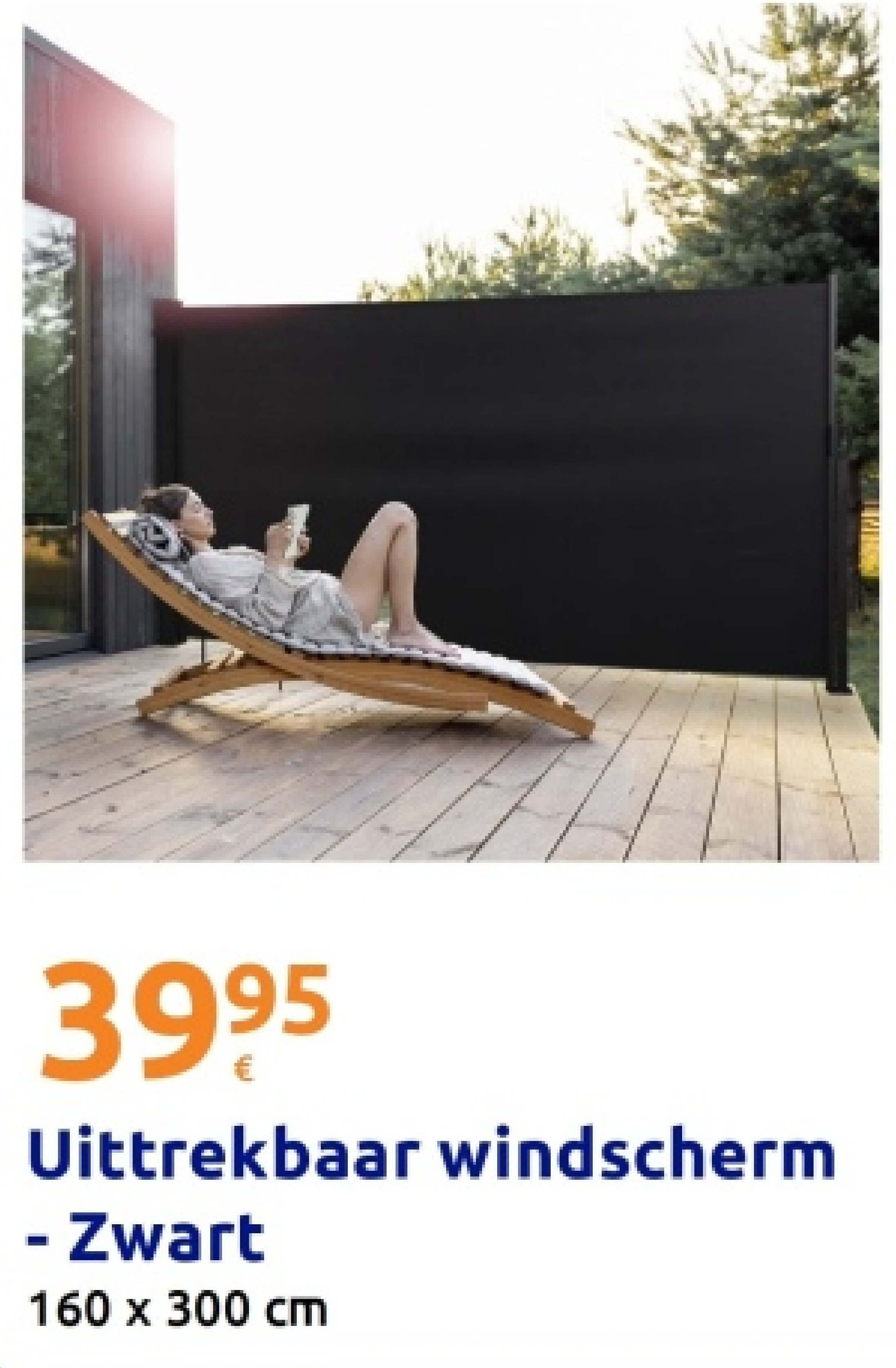 Uittrekbaar windscherm - Zwart