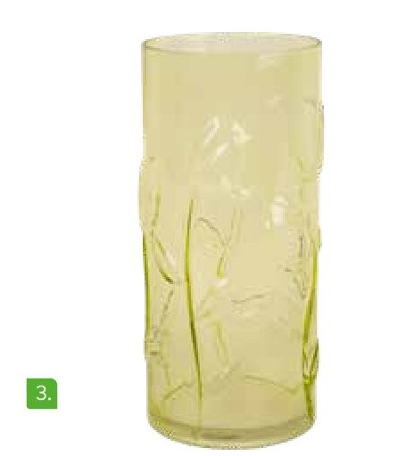 Watergroene glazen vaas met tulpenmotief