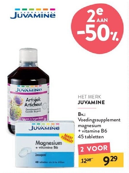 JUVAMINE Voedingssupplement magnesium + vitamine B6 45 tabletten