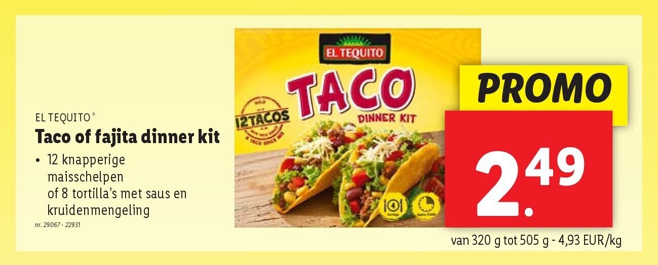 Taco of fajita dinner kit