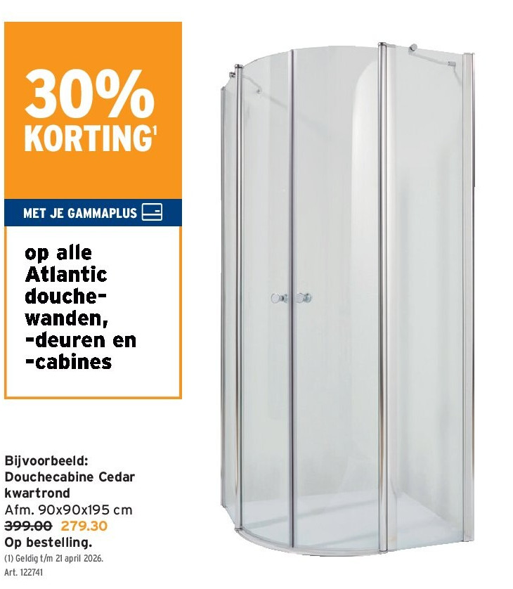 Douchecabine Cedar kwartrond