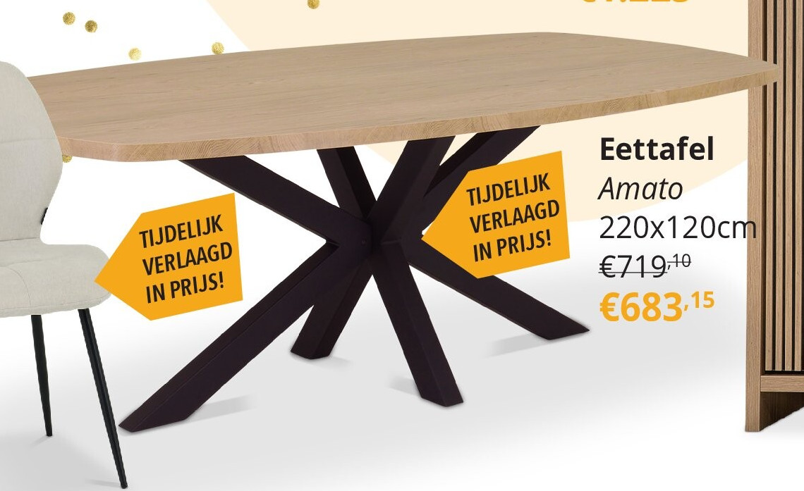 Eettafel Amato 220x120cm