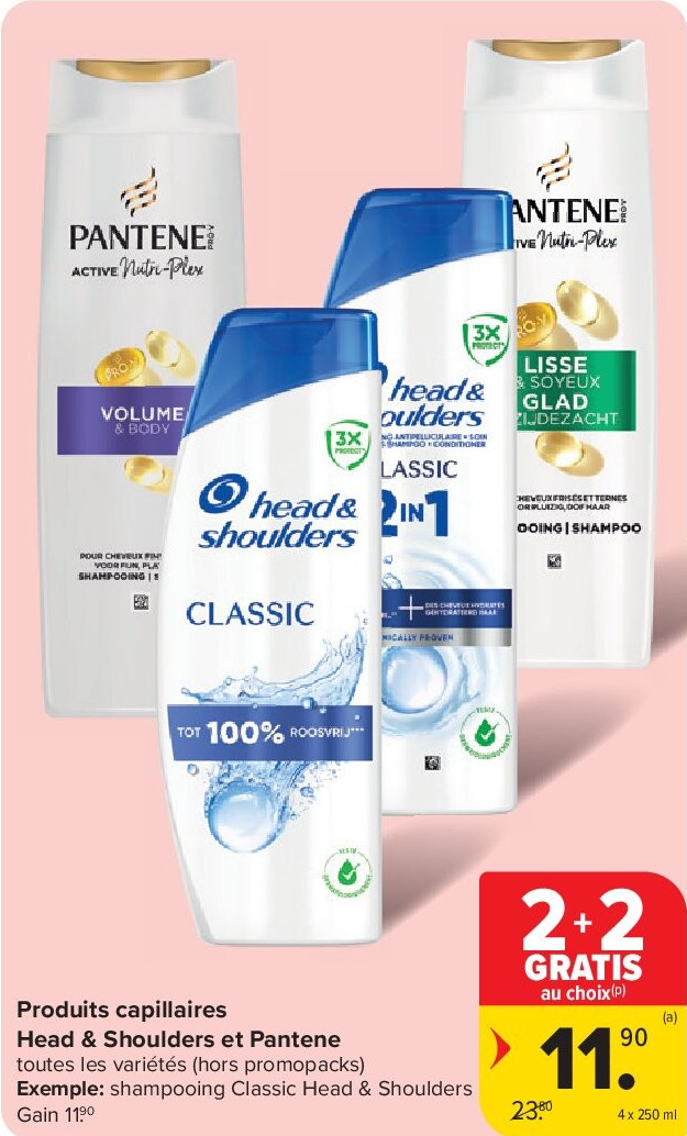 Produits capillaires Head & Shoulders et Pantene 4 x 250 ml