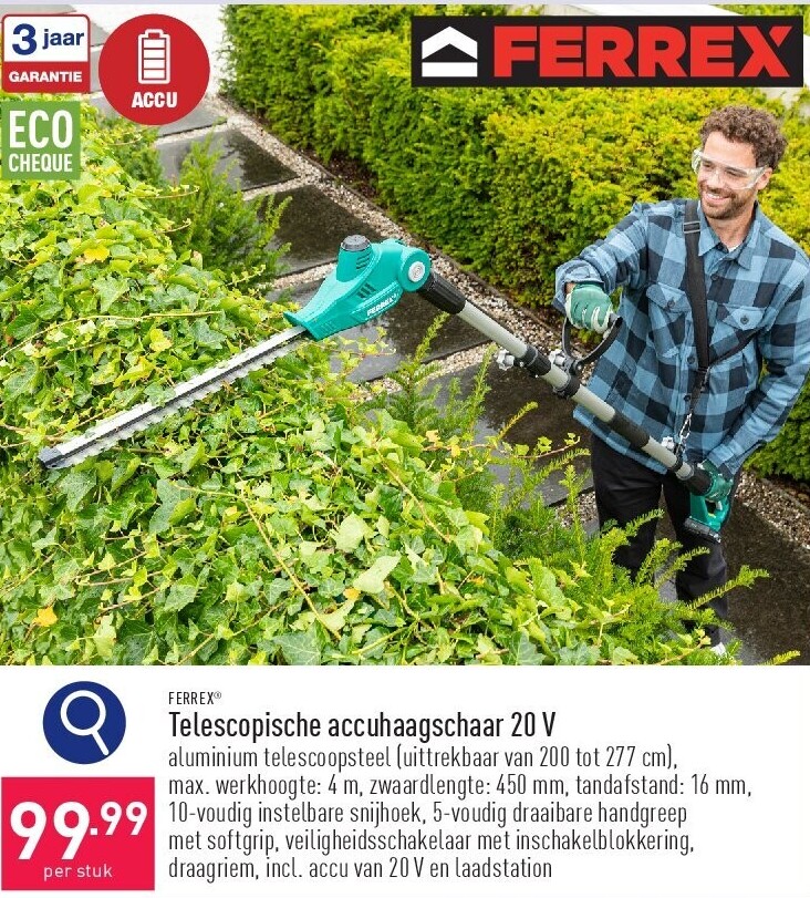 Telescopische accuhaagschaar 20 V