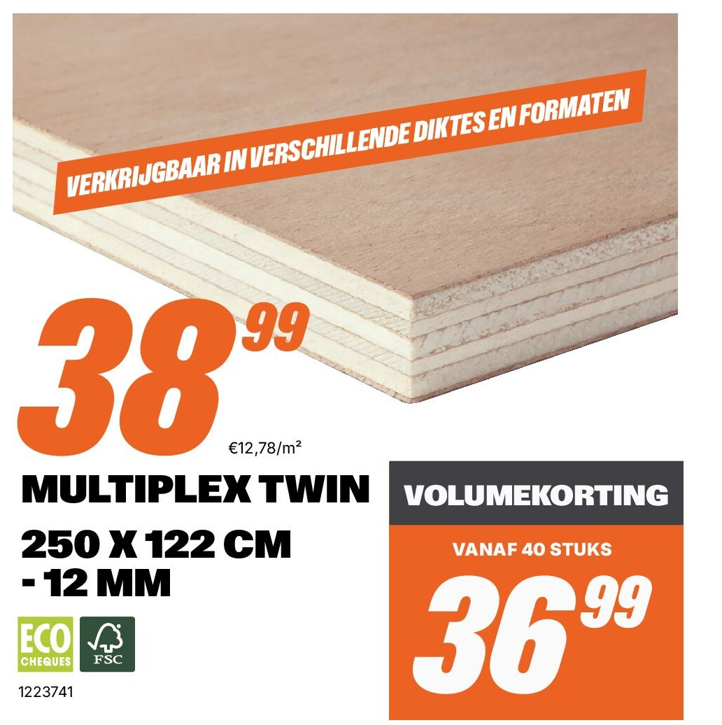 MULTIPLEX TWIN 250 X 122 CM - 12 MM