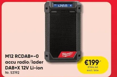 M12 RCDAB+-0 accu radio/lader DAB+X 12V Li-ion Nr. 53192