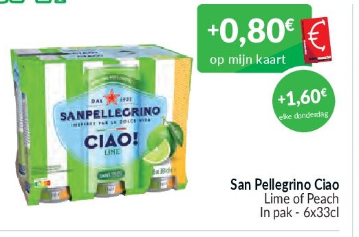 San Pellegrino Ciao Lime of Peach - 6x33cl