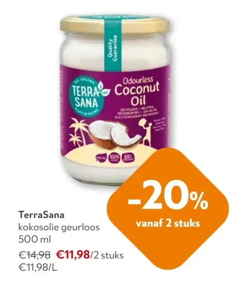 TerraSana kokosolie geurloos 500 ml