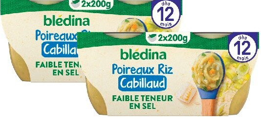 Plats bébé poireaux riz cabillaud Blédina