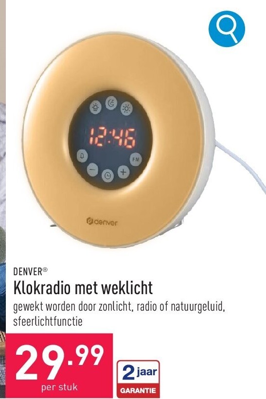 Klokradio met weklicht