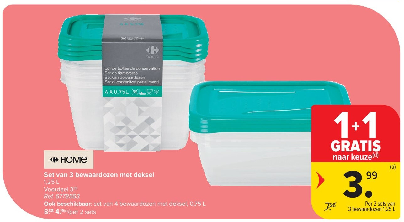 Set van 3 bewaardozen met deksel