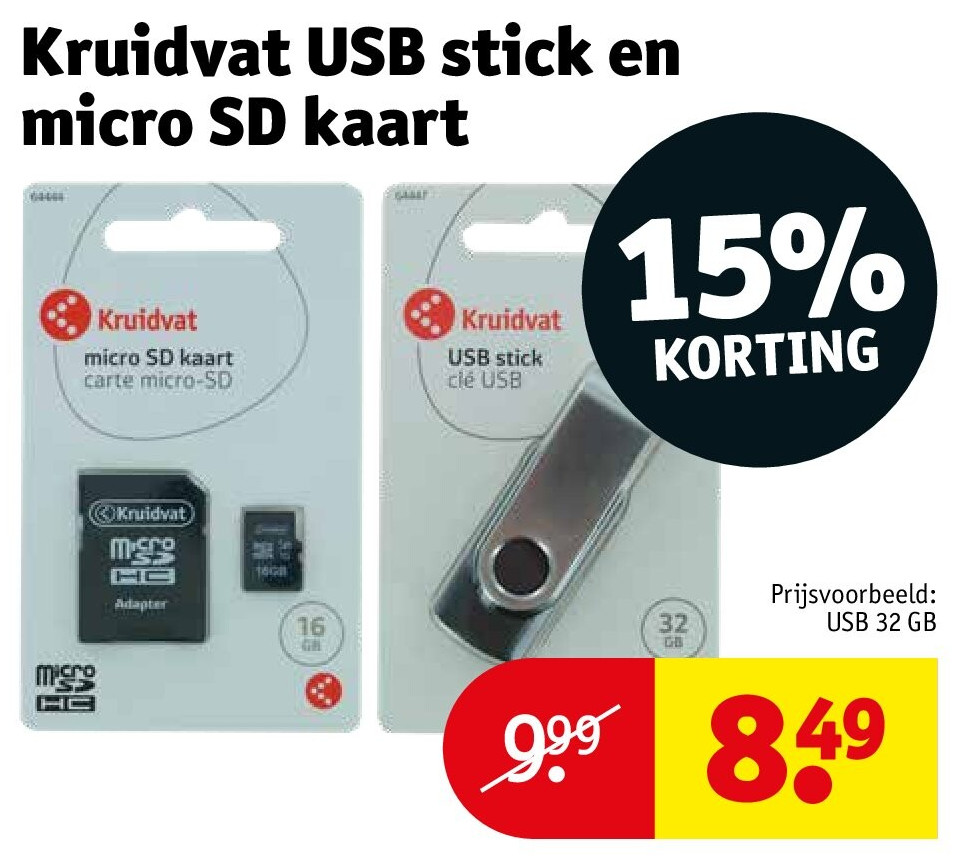 Kruidvat USB stick en micro SD kaart