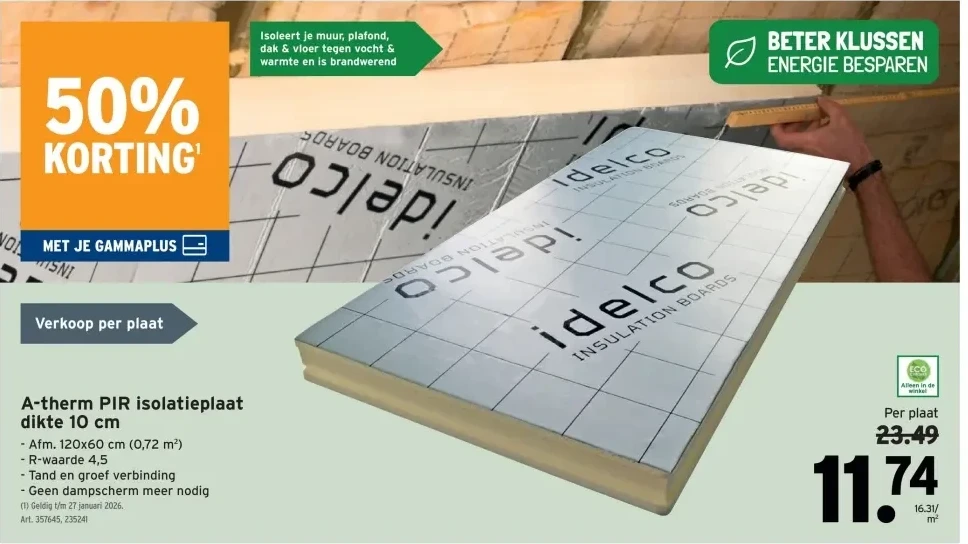 A-therm PIR isolatieplaat dikte 10 cm