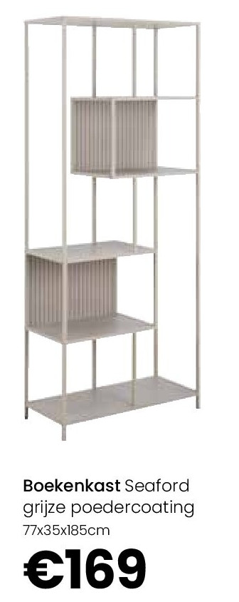 Boekenkast Seaford grijze poedercoating