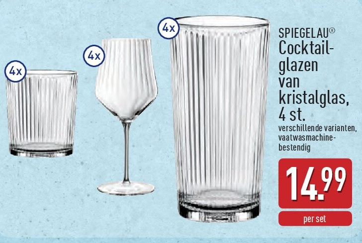 Cocktail­ glazen van kristalglas, 4st.