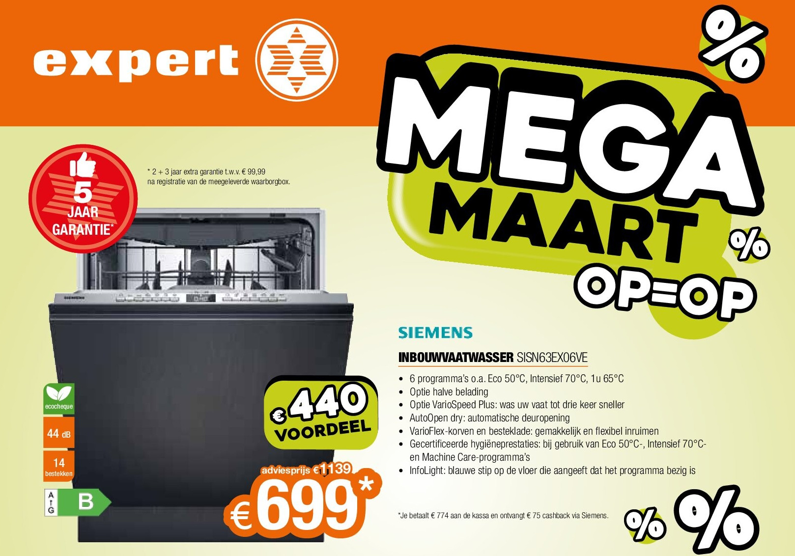 Siemens INBOUWVAATWASSER SISN63EX06VE