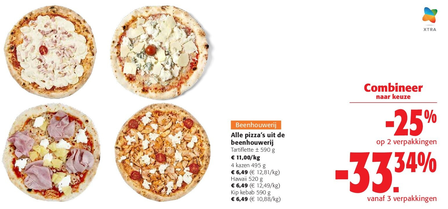 Alle pizza’s uit de beenhouwerij Tartiflette ± 590 g