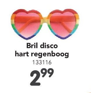 Bril disco hart regenboog