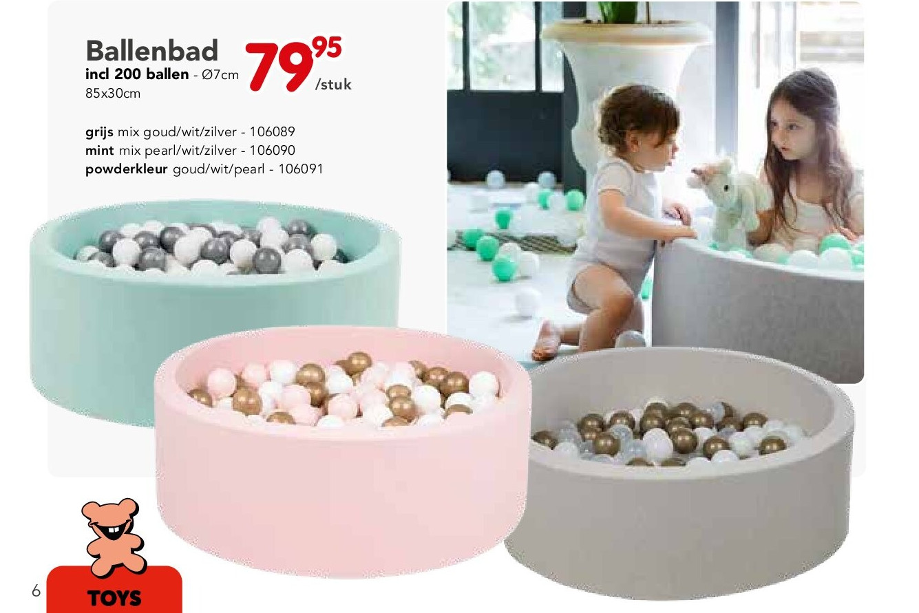 Ballenbad incl 200 ballen - Ø7cm 85x30cm grijs