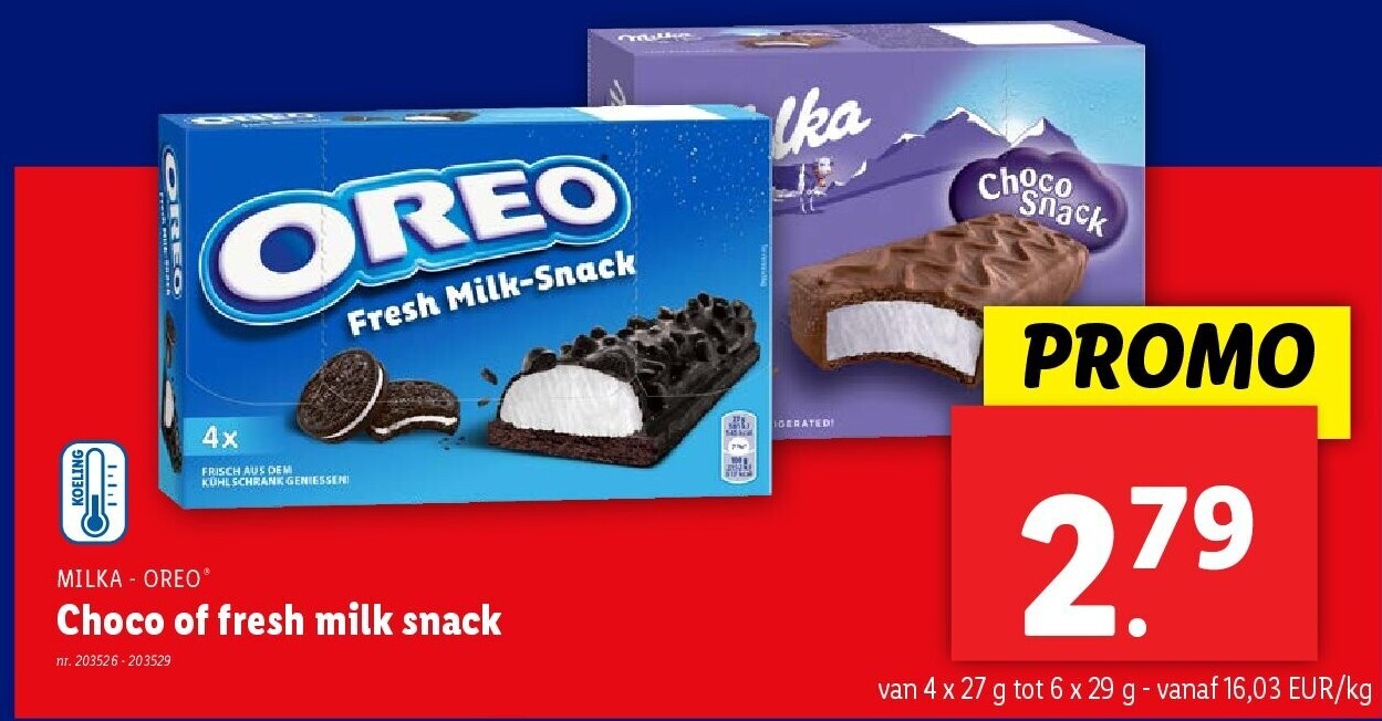 Choco of fresh milk snack