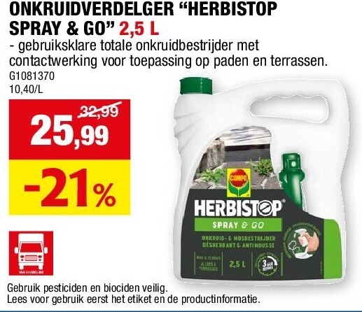 ONKRUIDVERDELGER “HERBISTOP SPRAY & GO” 2,5 L