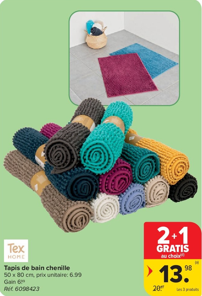 Tapis de bain chenille 50 x 80 cm