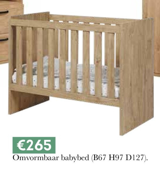 CAMILLE Spaanderplaat Omvormbaar babybed (B67 H97 D127).