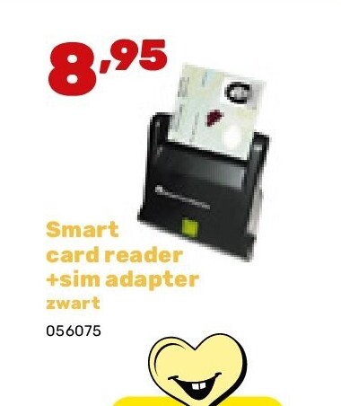 Smart card reader +sim adapter zwart