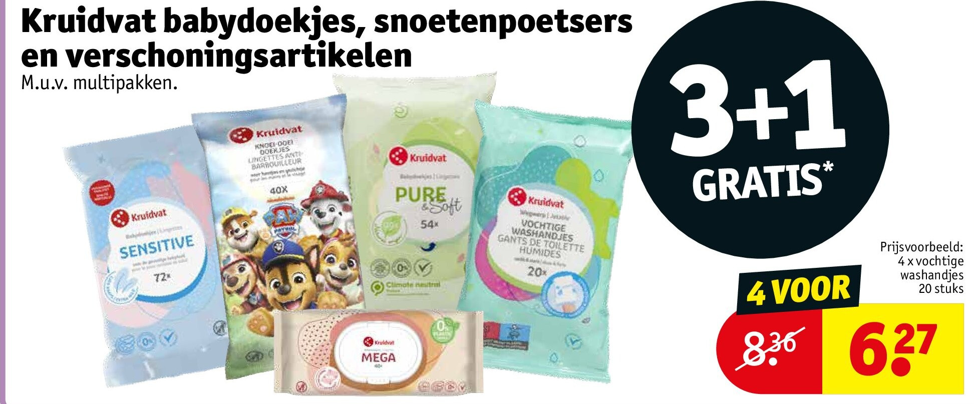 Kruidvat babydoekjes, snoetenpoetsers en verschoningsartikelen