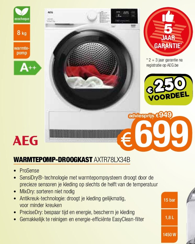 AEG WARMTEPOMP-DROOGKAST AXTR78LX34B