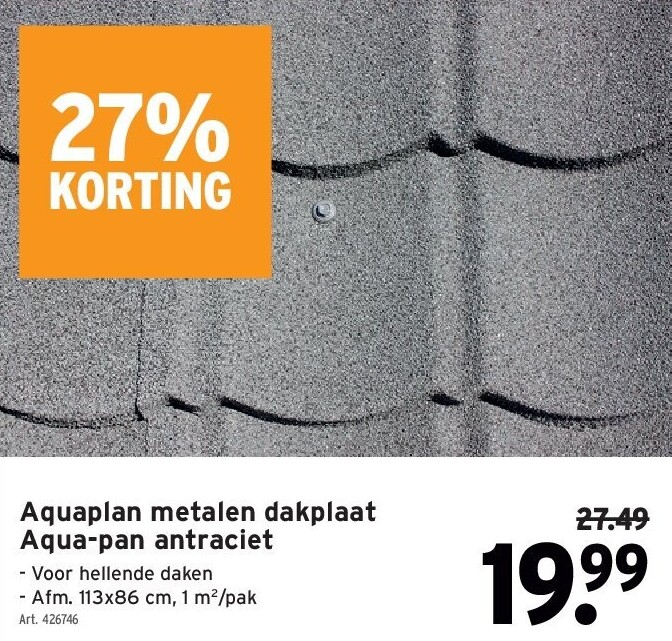 Aquaplan metalen dakplaat Aqua-pan antraciet