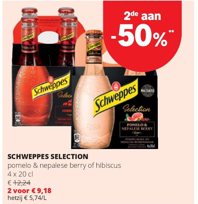 SCHWEPPES SELECTION pomelo & nepalese berry of hibiscus 4 x 20 cl