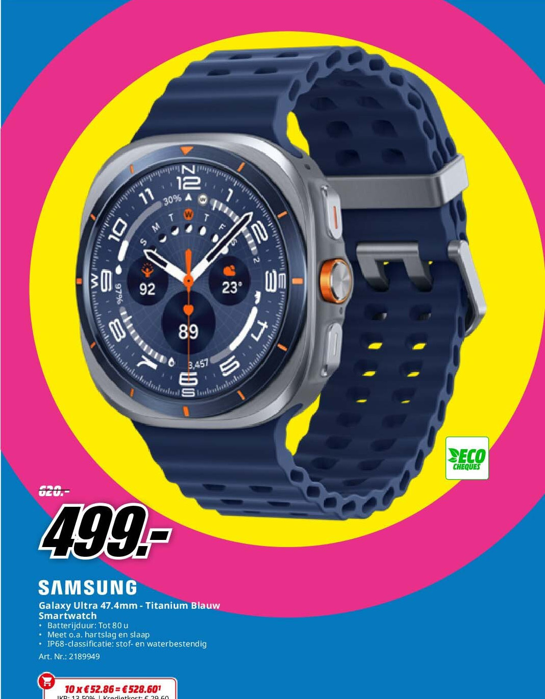 Samsung Galaxy Ultra 47.4mm - Titanium Blauw Smartwatch