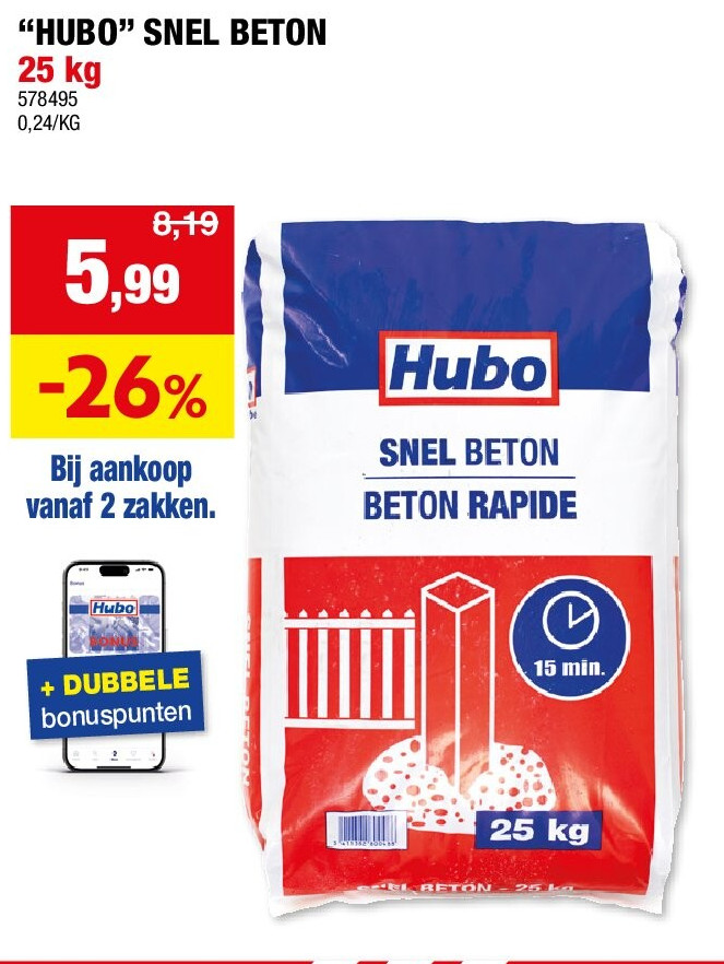 “HUBO” SNEL BETON 25 kg