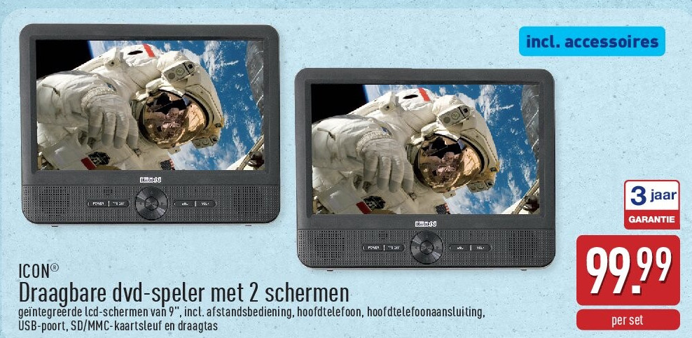 Draagbare dvd-speler met 2schermen