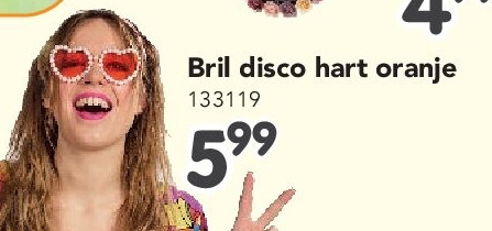 Bril disco hart oranje