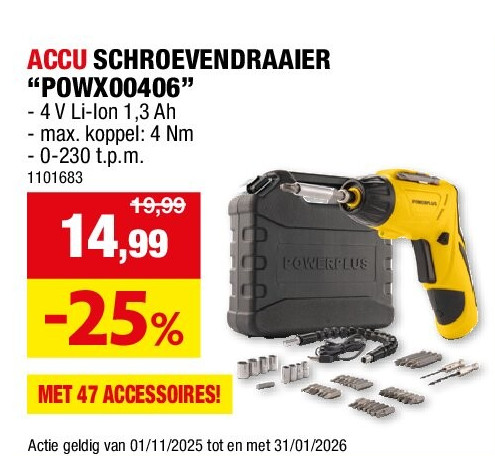 ACCU SCHROEVENDRAAIER “POWX00406”