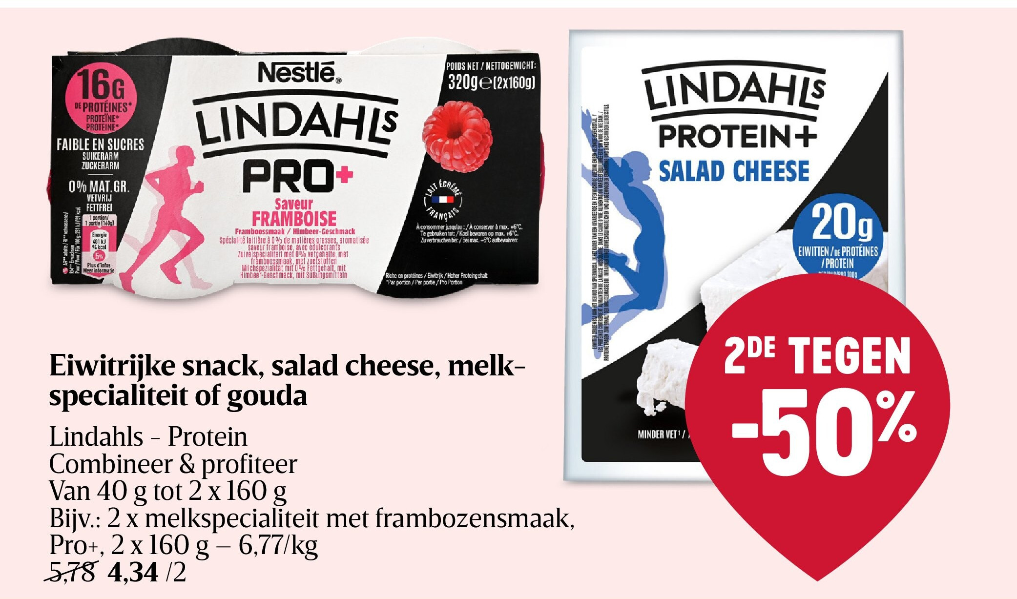Eiwitrijke snack, salad cheese, melkspecialiteit of gouda